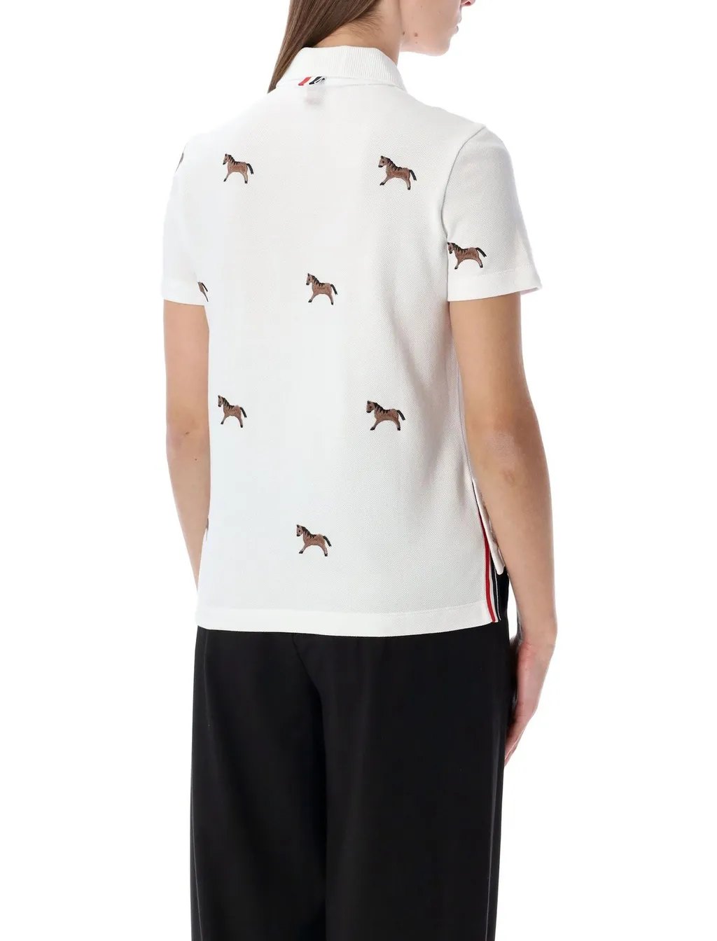 Short Sleeve Polo Shirt With Horse Embroidery