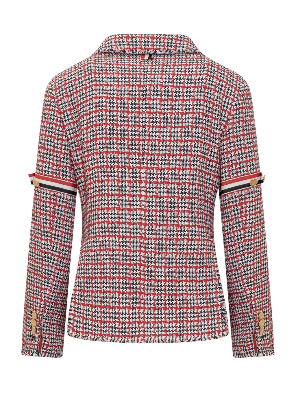 Tweed Blazer With Striped Trim
