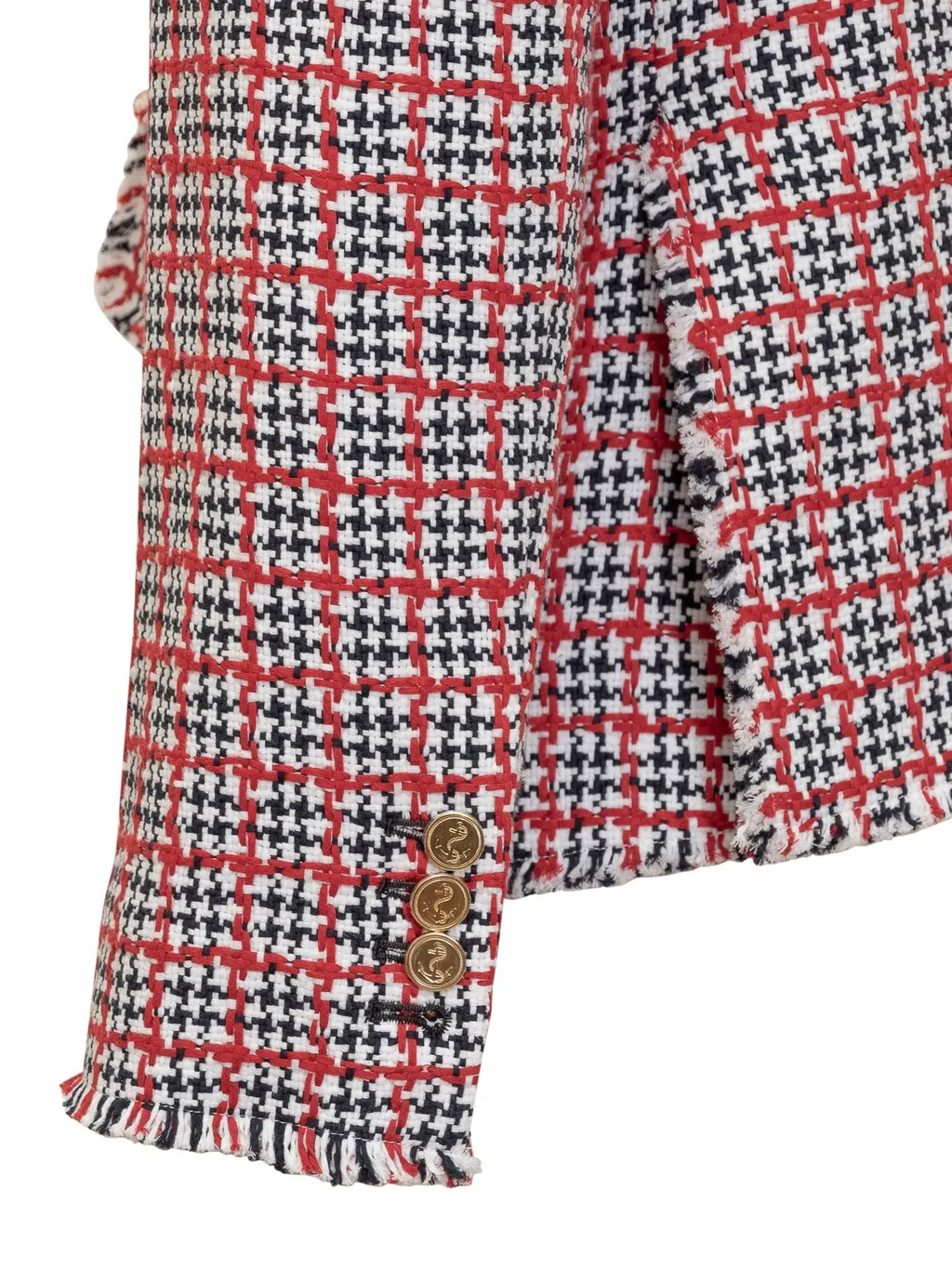 Tweed Blazer With Striped Trim