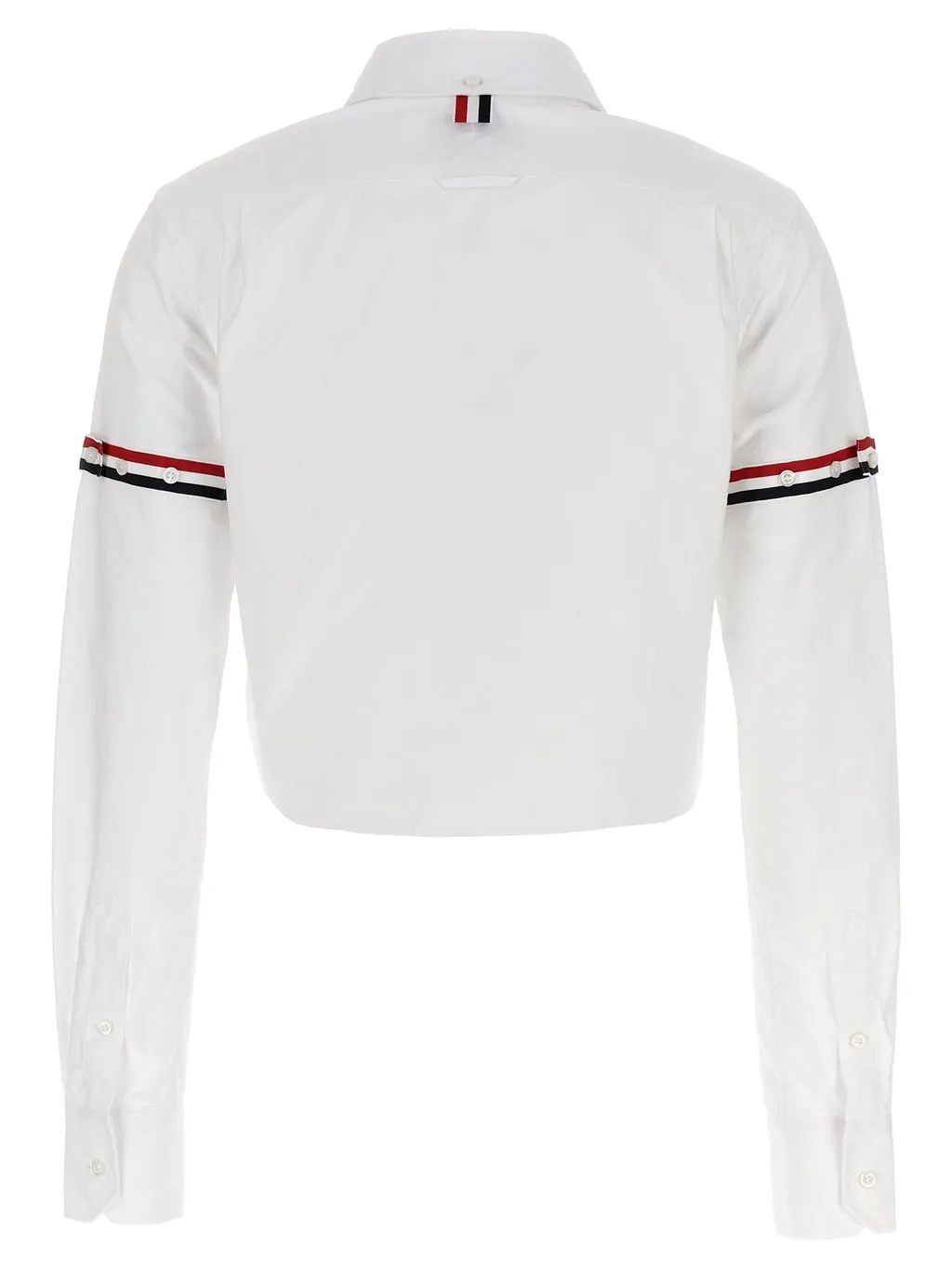 Cropped Button-Up Shirt With Tricolor Stripes