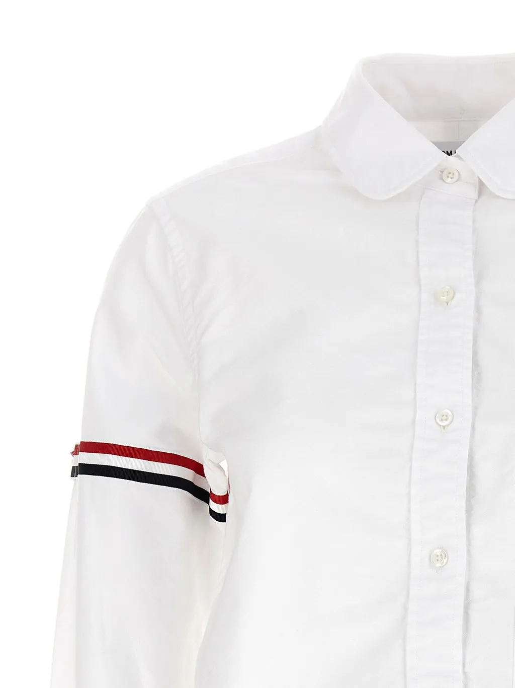 Cropped Button-Up Shirt With Tricolor Stripes