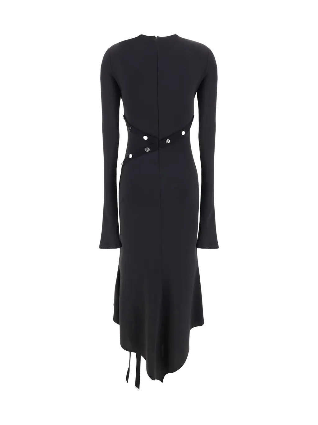 Asymmetric Button-Front Midi Dress