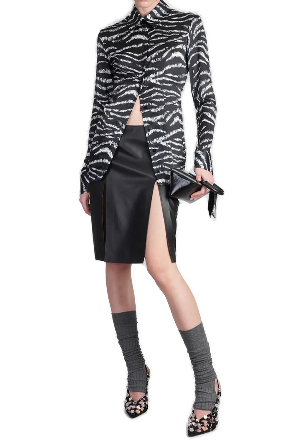 Leather Midi Skirt With Slits