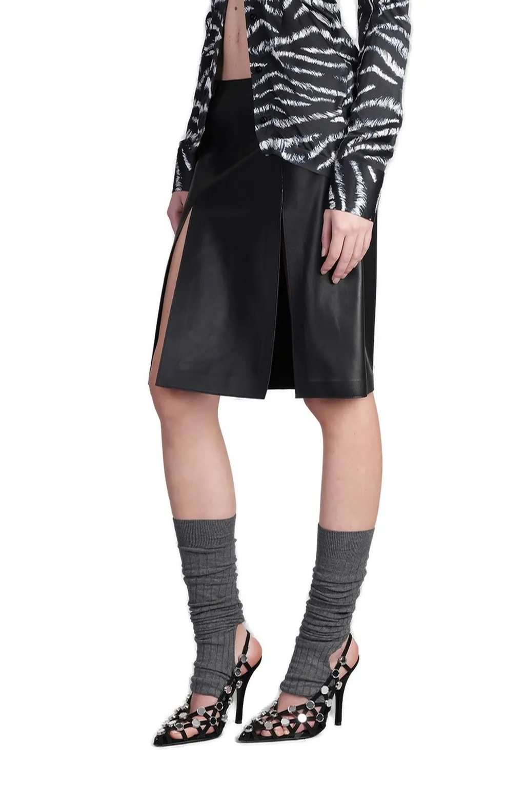 Leather Midi Skirt With Slits