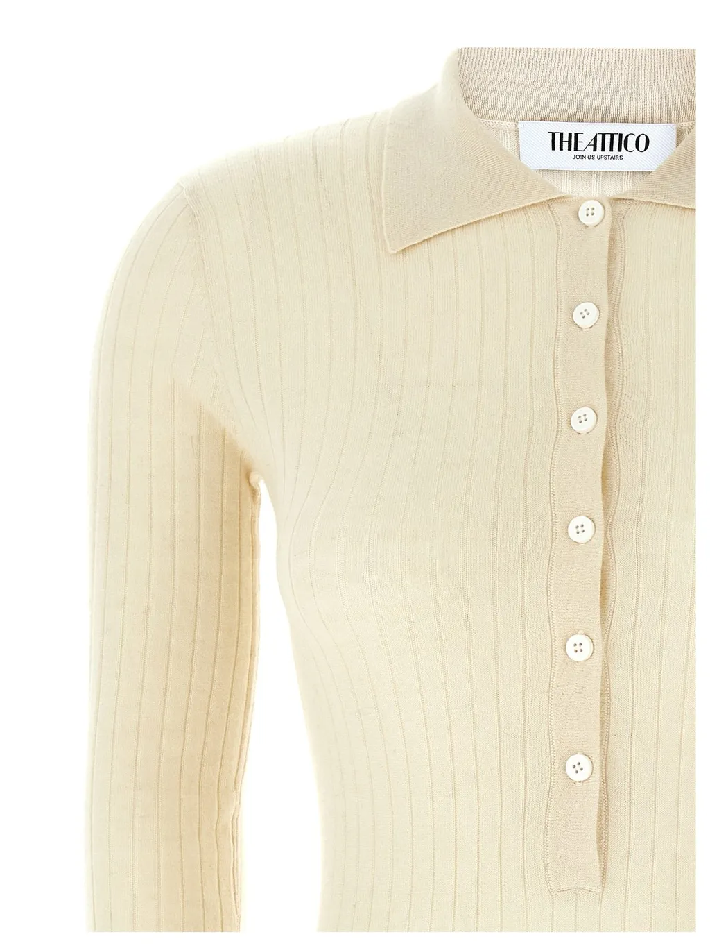 Ribbed Knit Polo Shirt