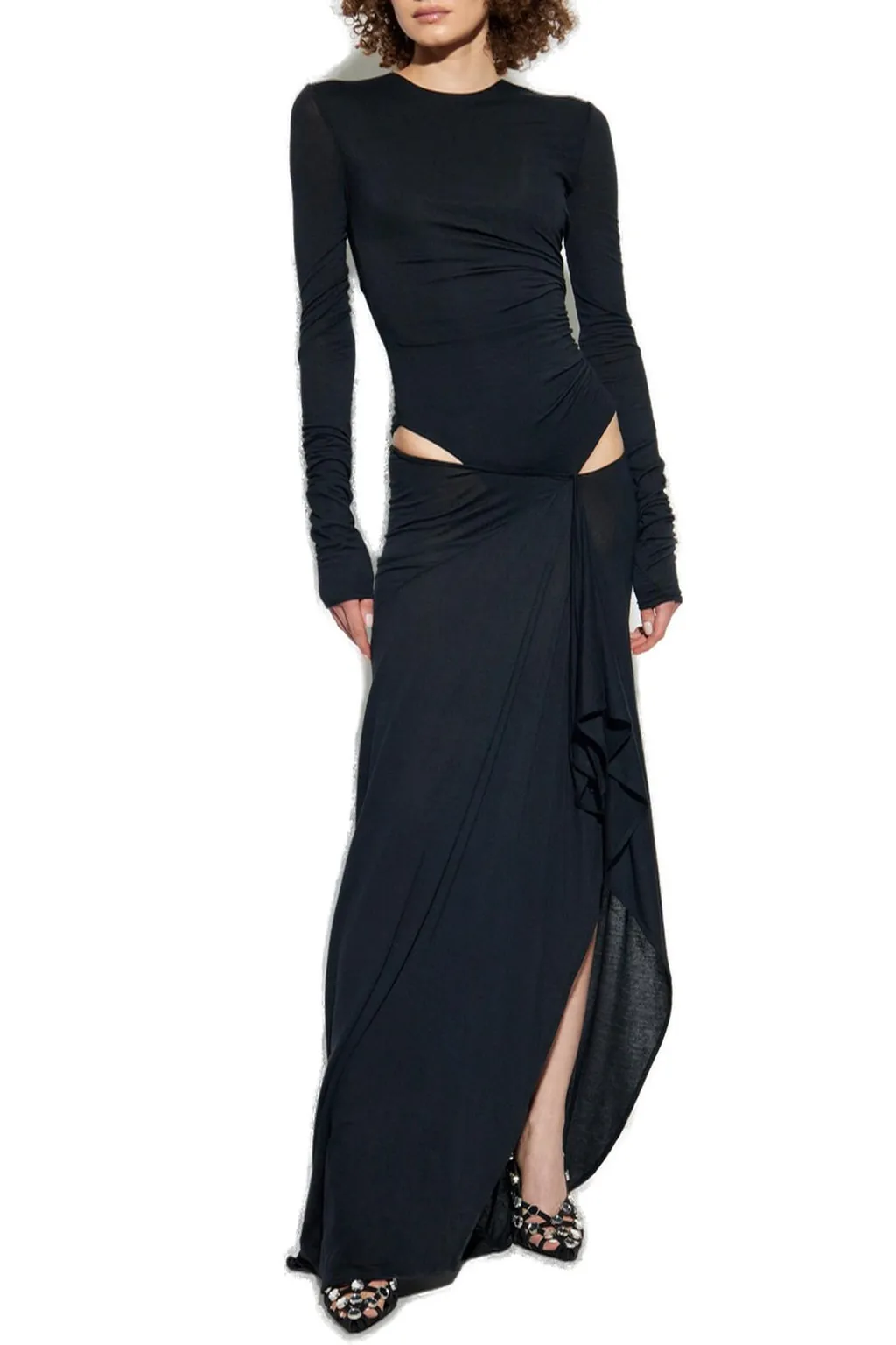 Long Sleeve Draped Maxi Dress