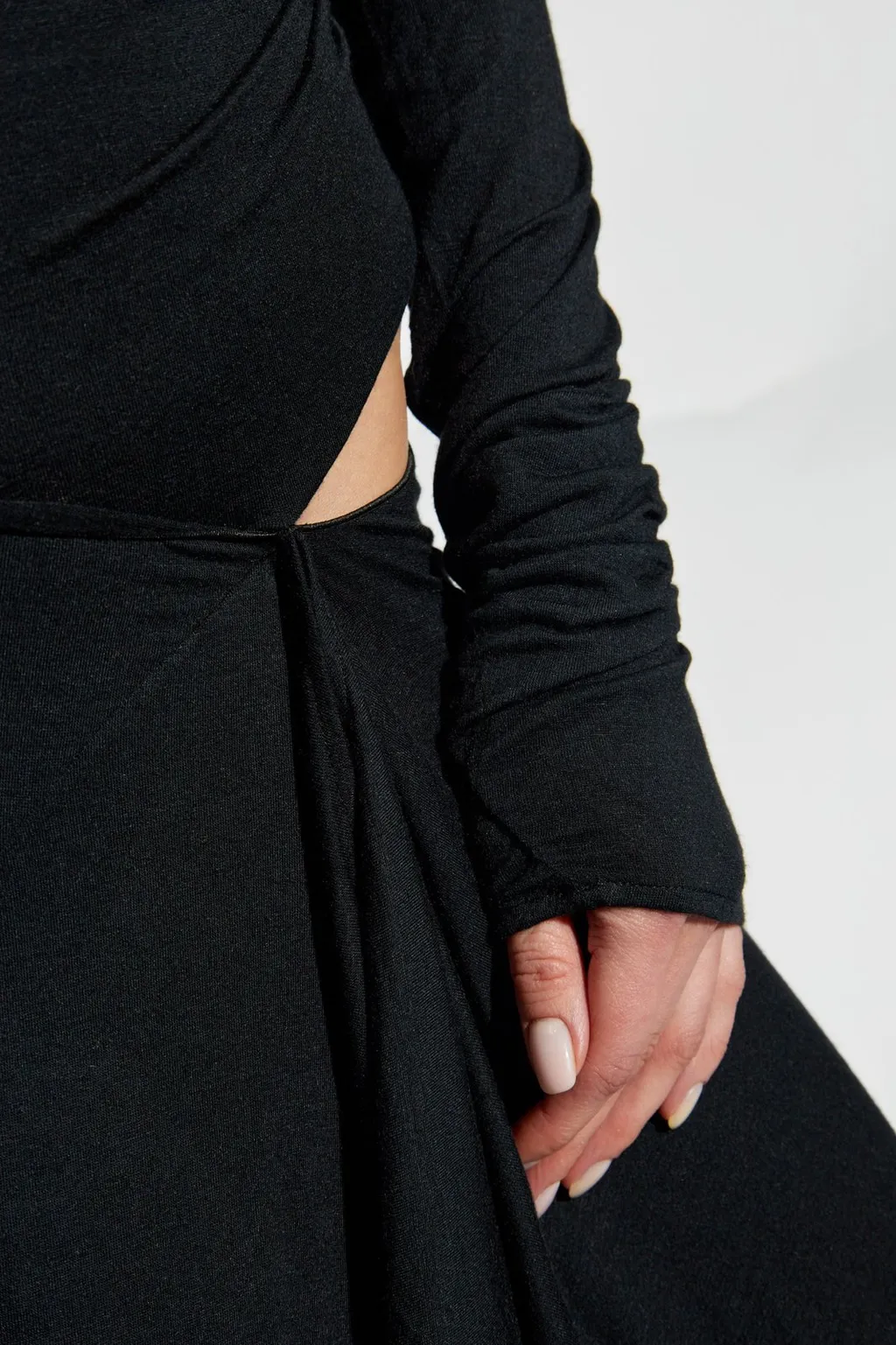 Long Sleeve Draped Maxi Dress