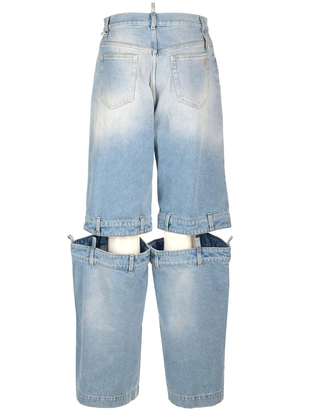 Wide-Leg Denim Jeans With Cut-Out Detail