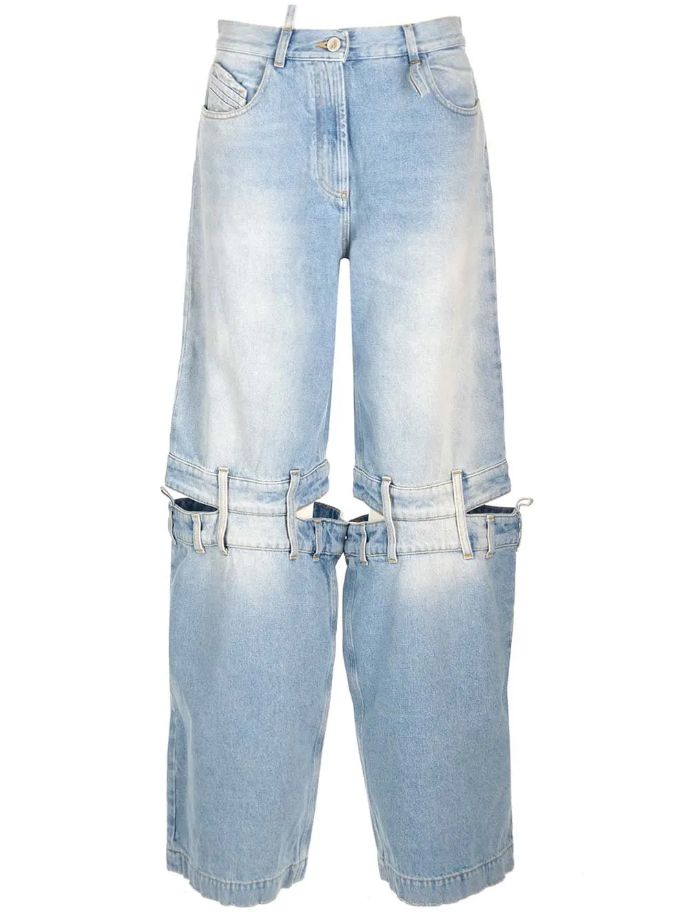 Wide-Leg Denim Jeans With Cut-Out Detail