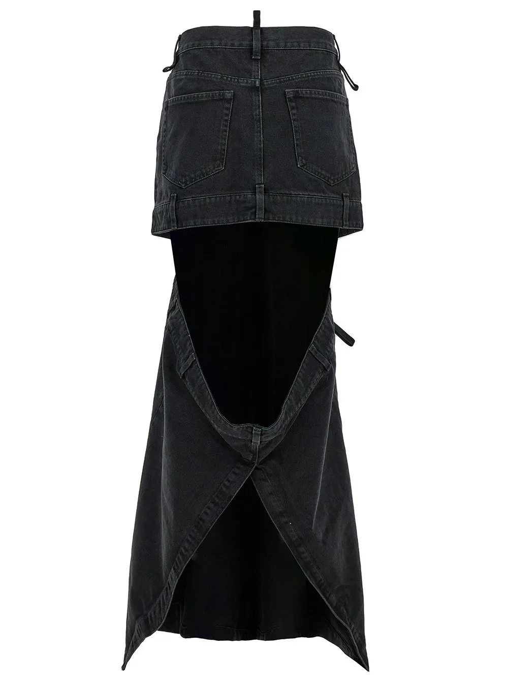 Cutout Denim Maxi Skirt