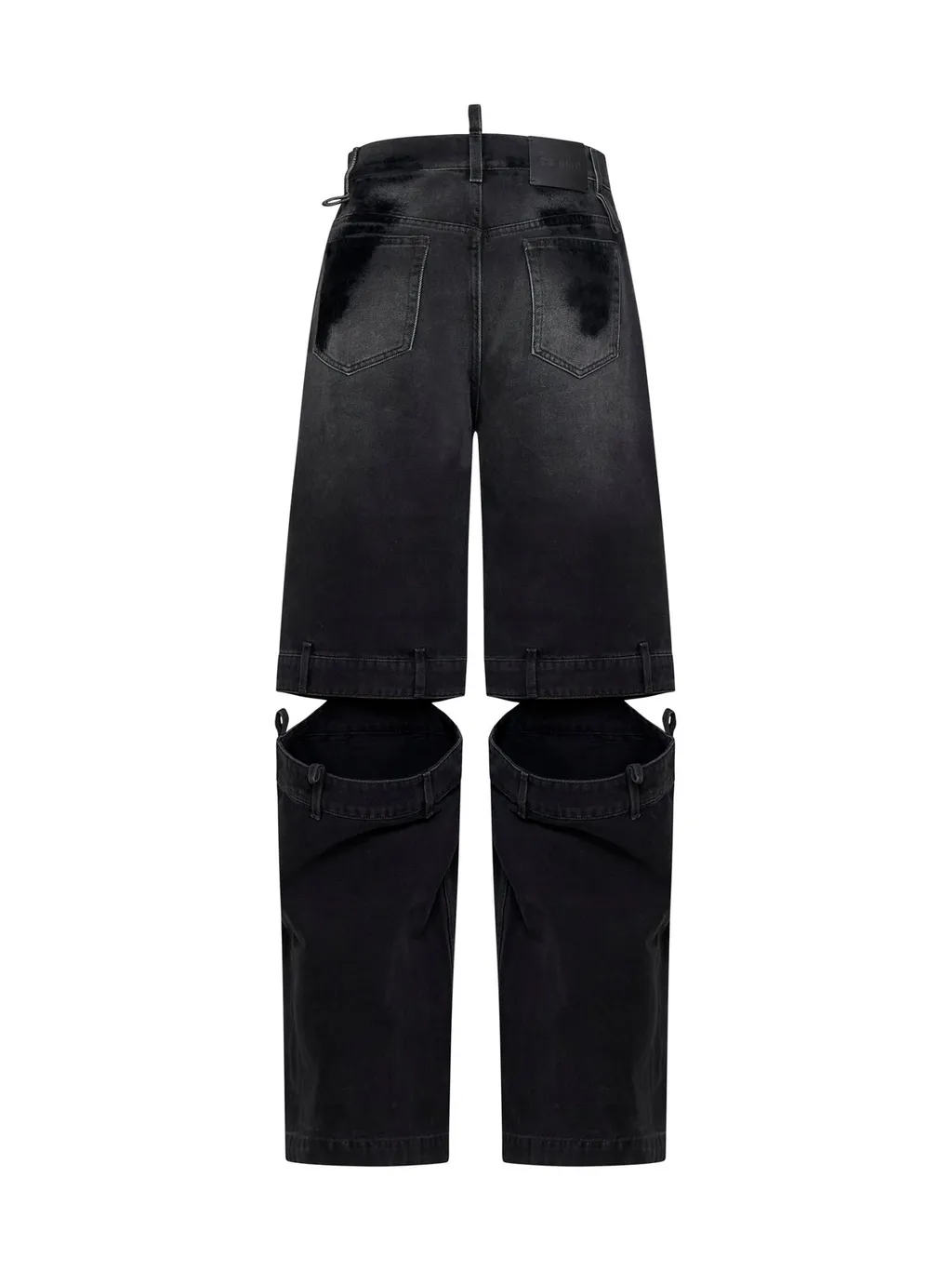 Wide-Leg Denim Pants With Cut-Outs