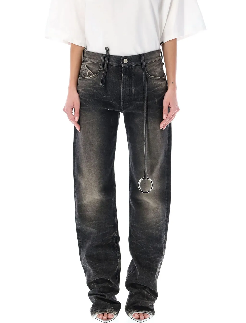 Flared Jeans With Ring Detail