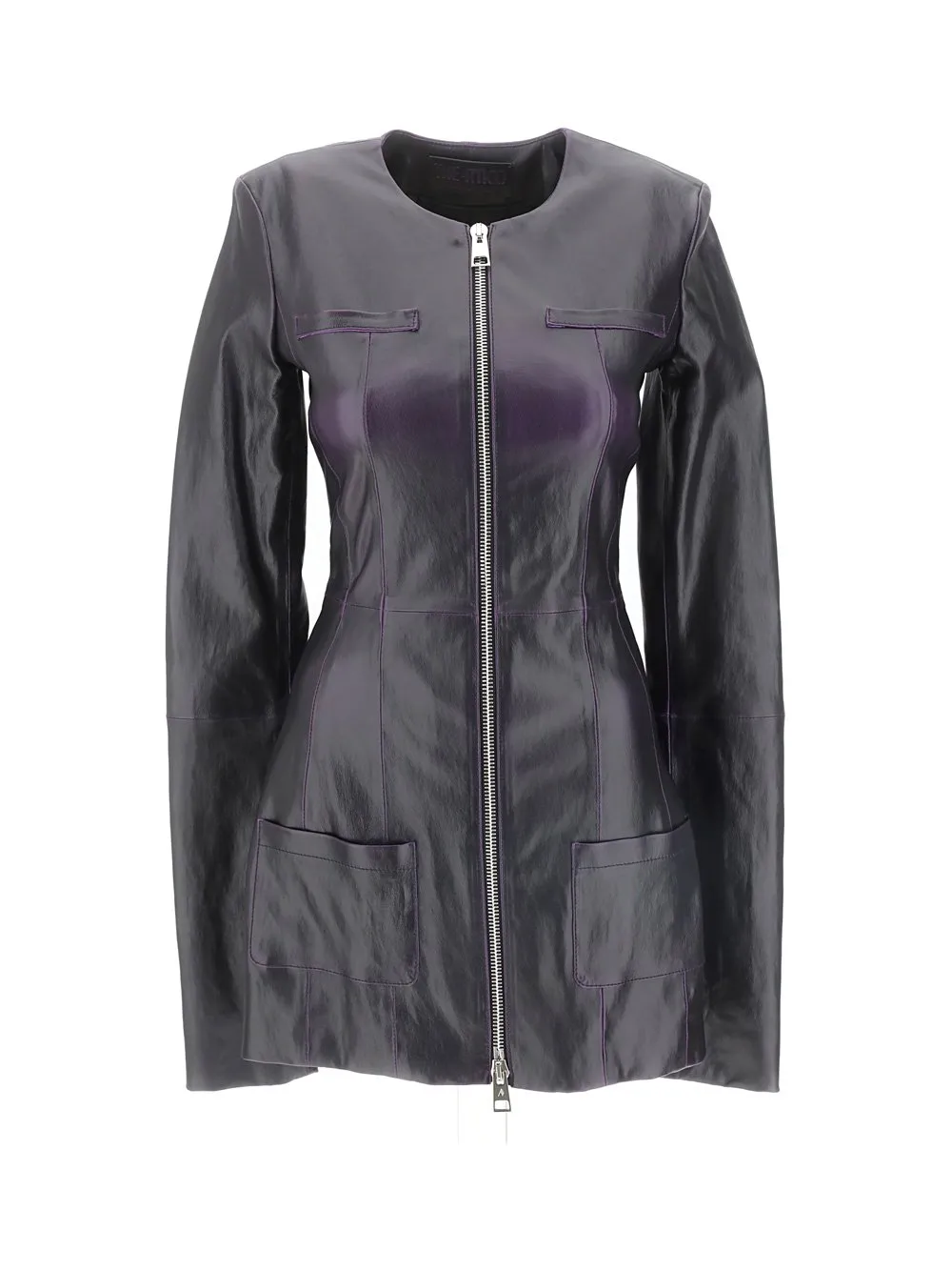 Paneled Leather Mini Dress