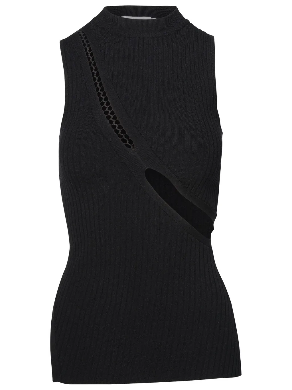 Sleeveless Ribbed Knit Top With Cut-Out Detail