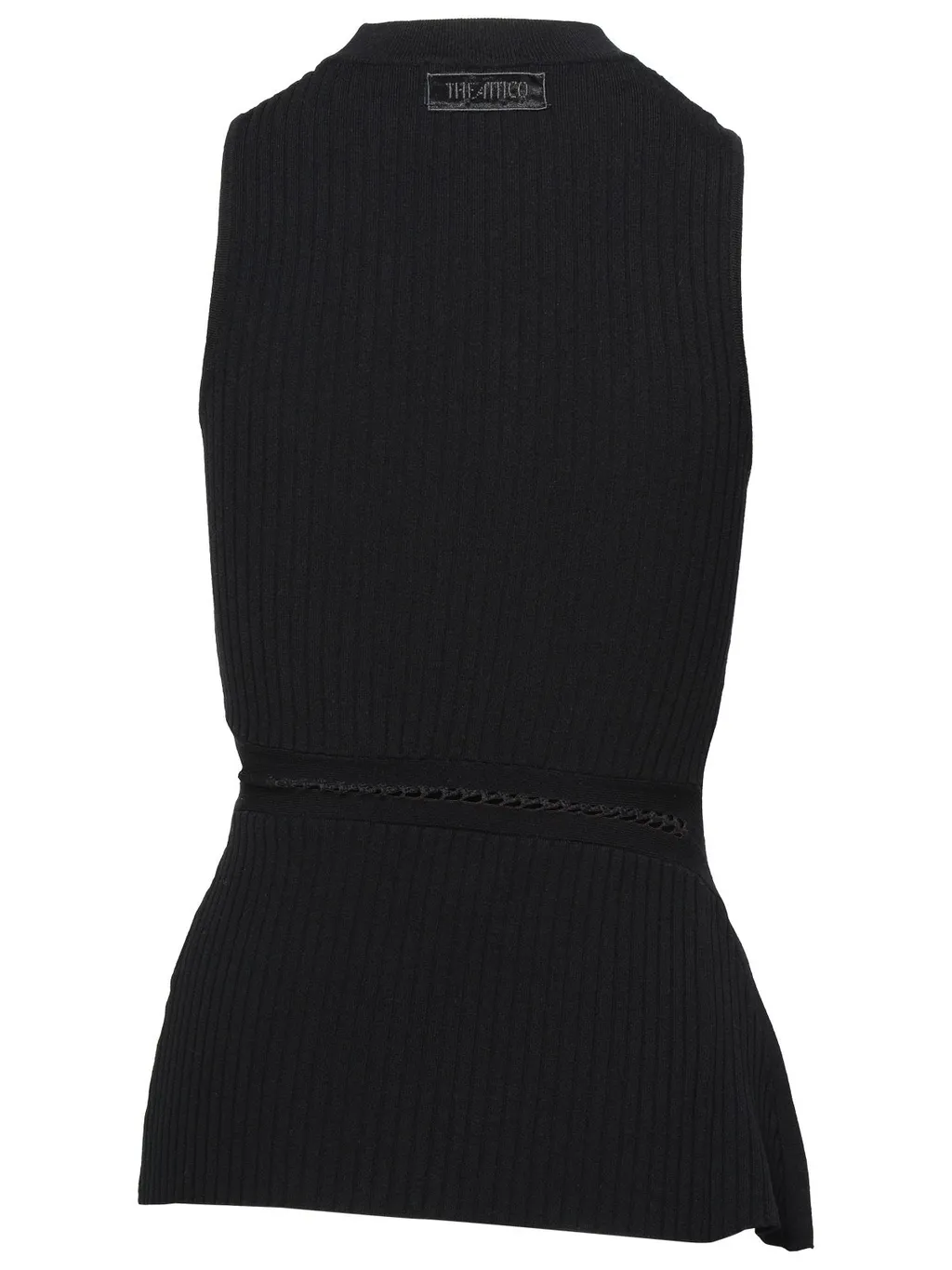 Sleeveless Ribbed Knit Top With Cut-Out Detail