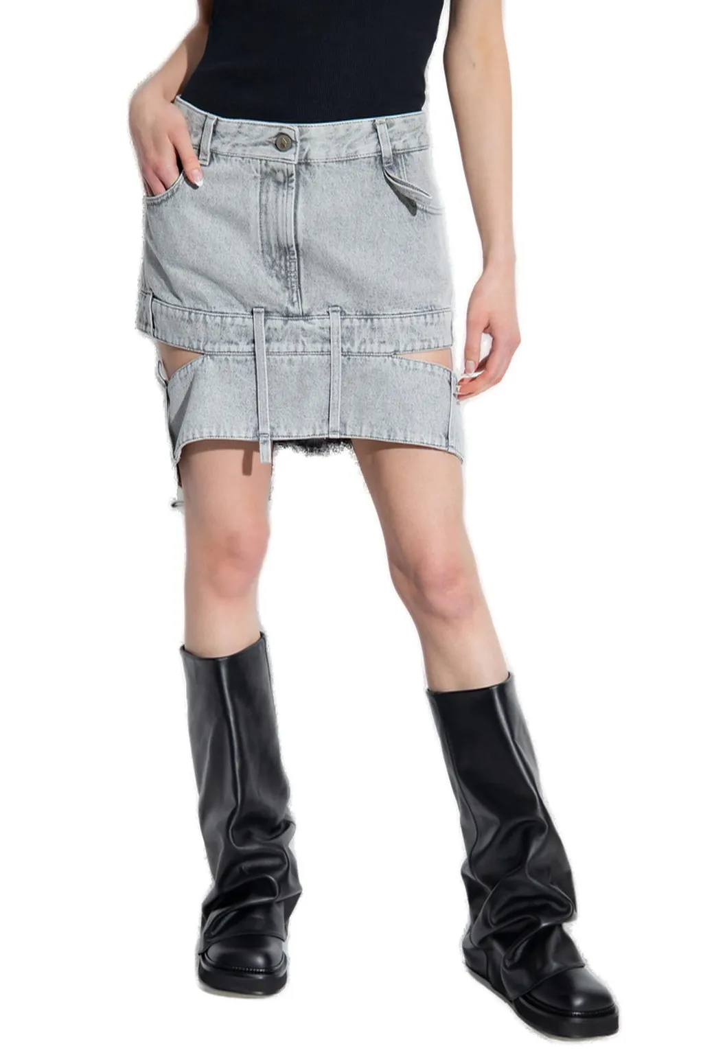 Denim Skirt With Cut-Out Detail