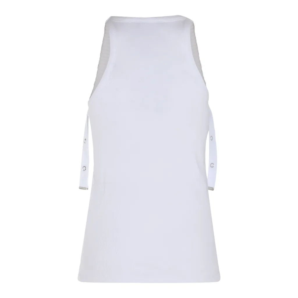 Ribbed Tank Top With Snap Button Detailing
