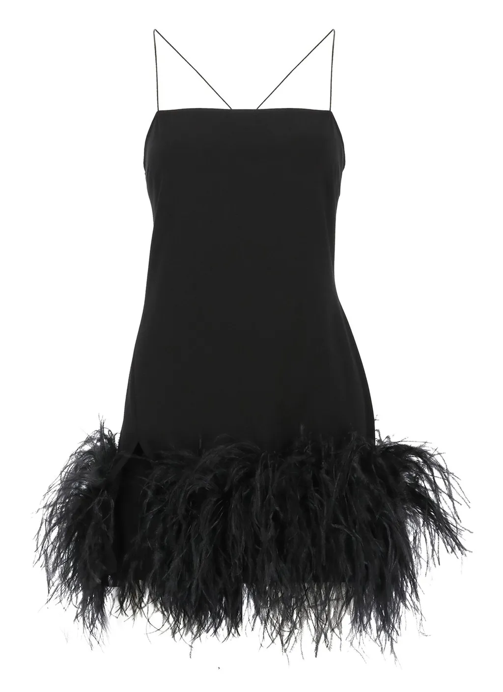 Mini Dress With Feather Trim