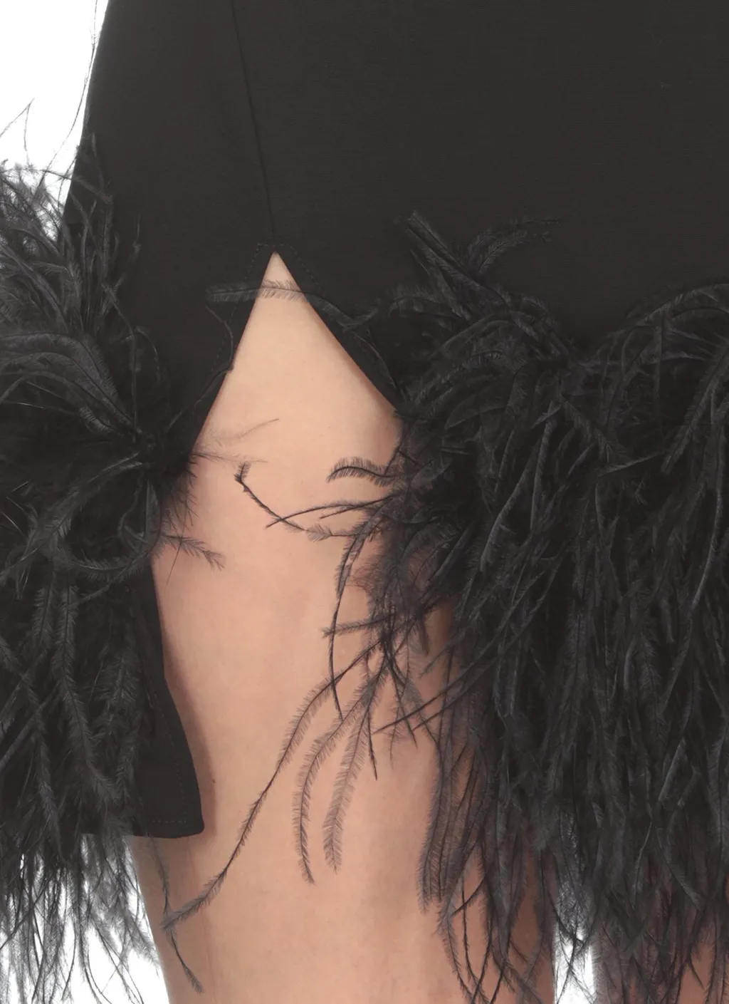 Mini Dress With Feather Trim