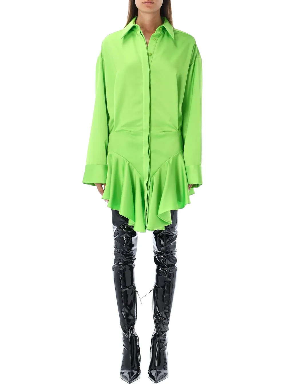 Shirt Dress With Ruffle Detail