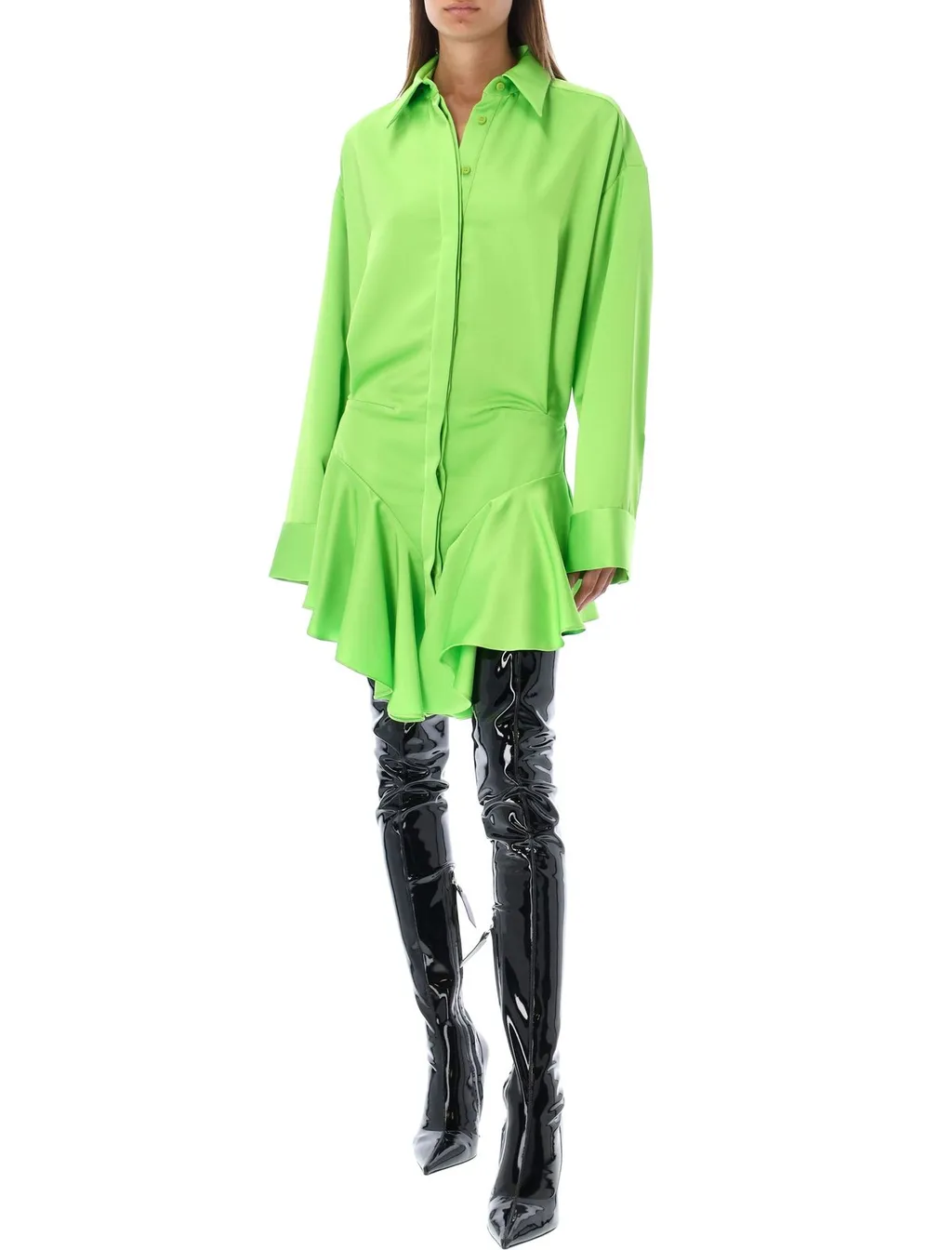 Shirt Dress With Ruffle Detail