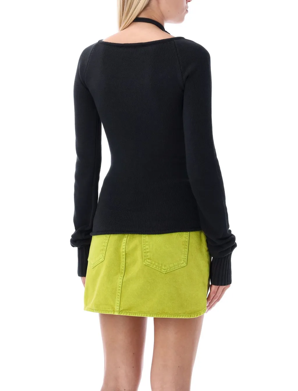Ribbed Knit Top With Tie Detail