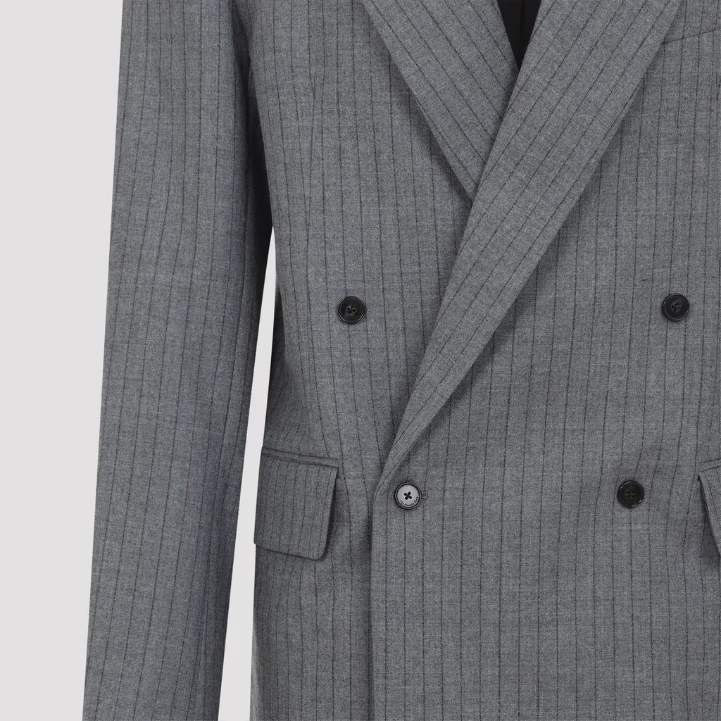 Double-Breasted Pinstripe Blazer