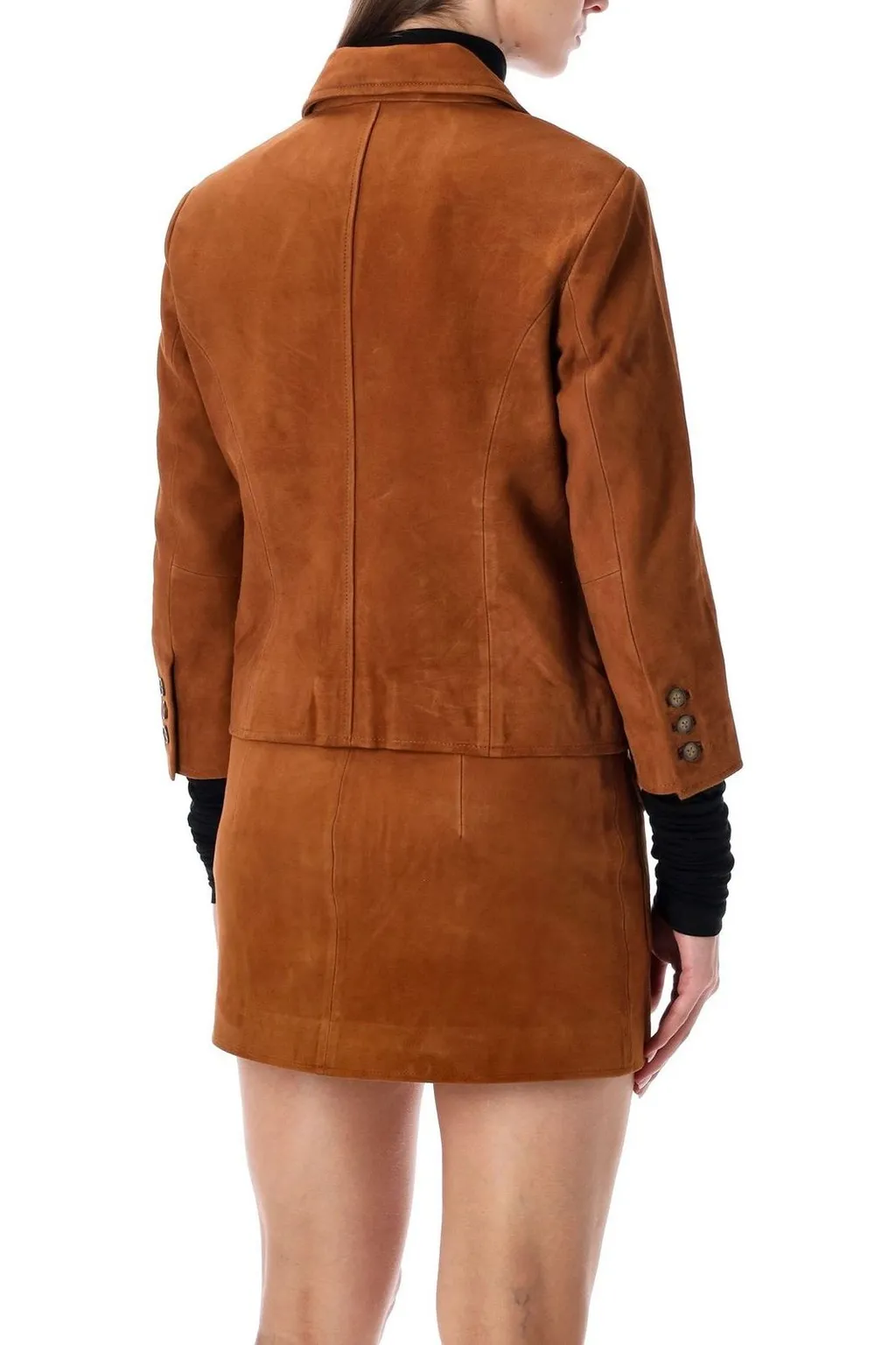 Suede Blazer And Skirt Set