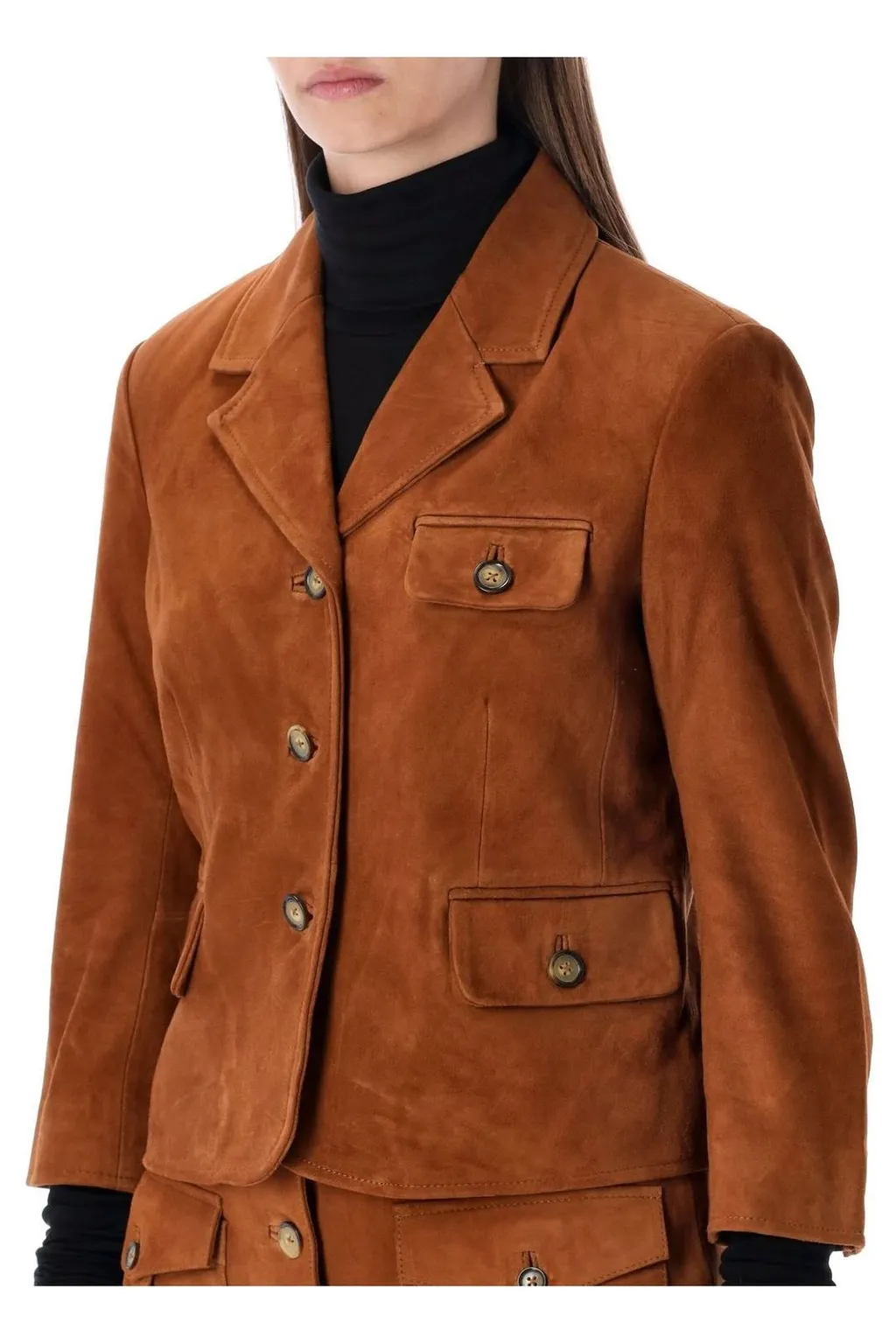 Suede Blazer And Skirt Set