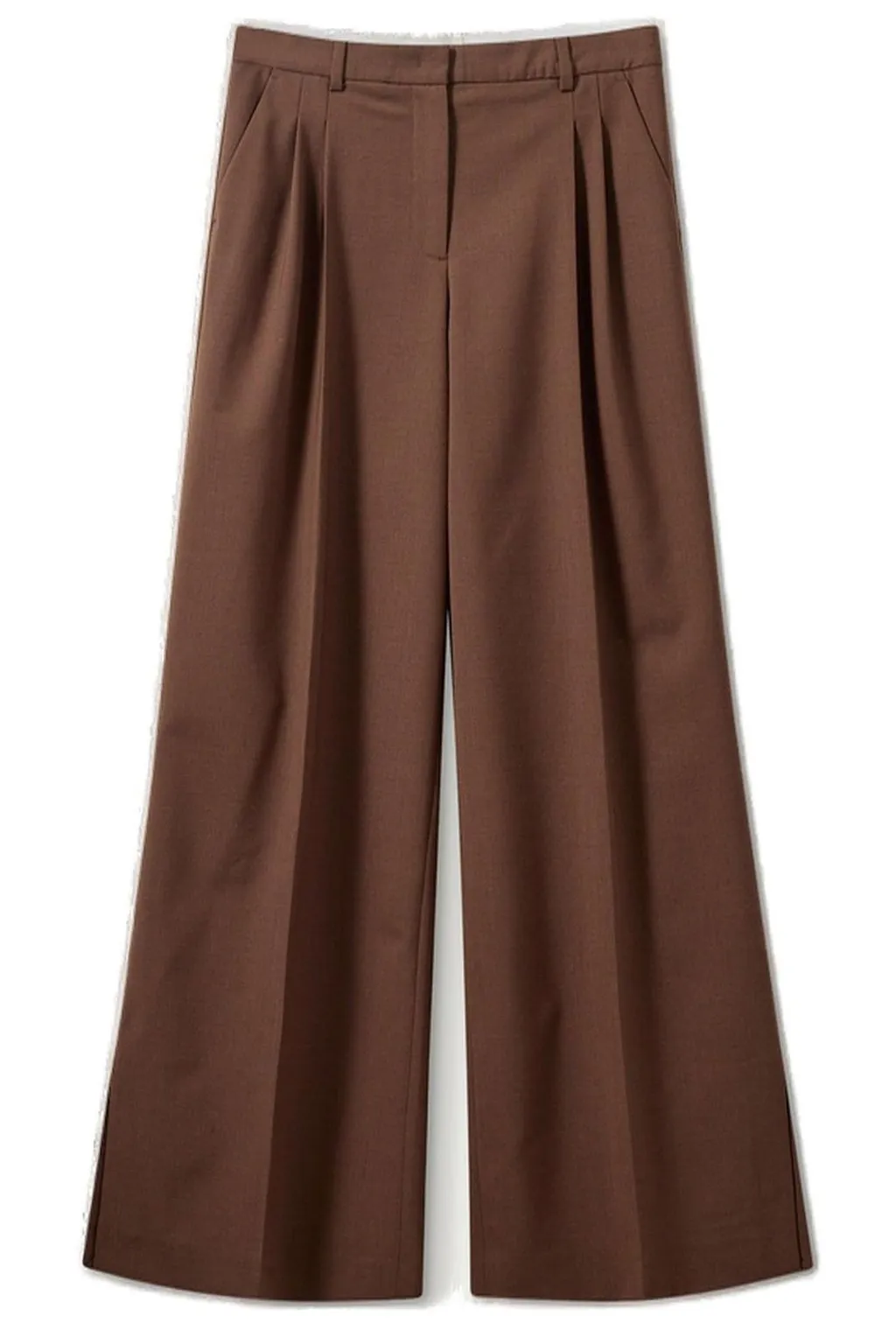 Wide-Leg Pleated Trousers