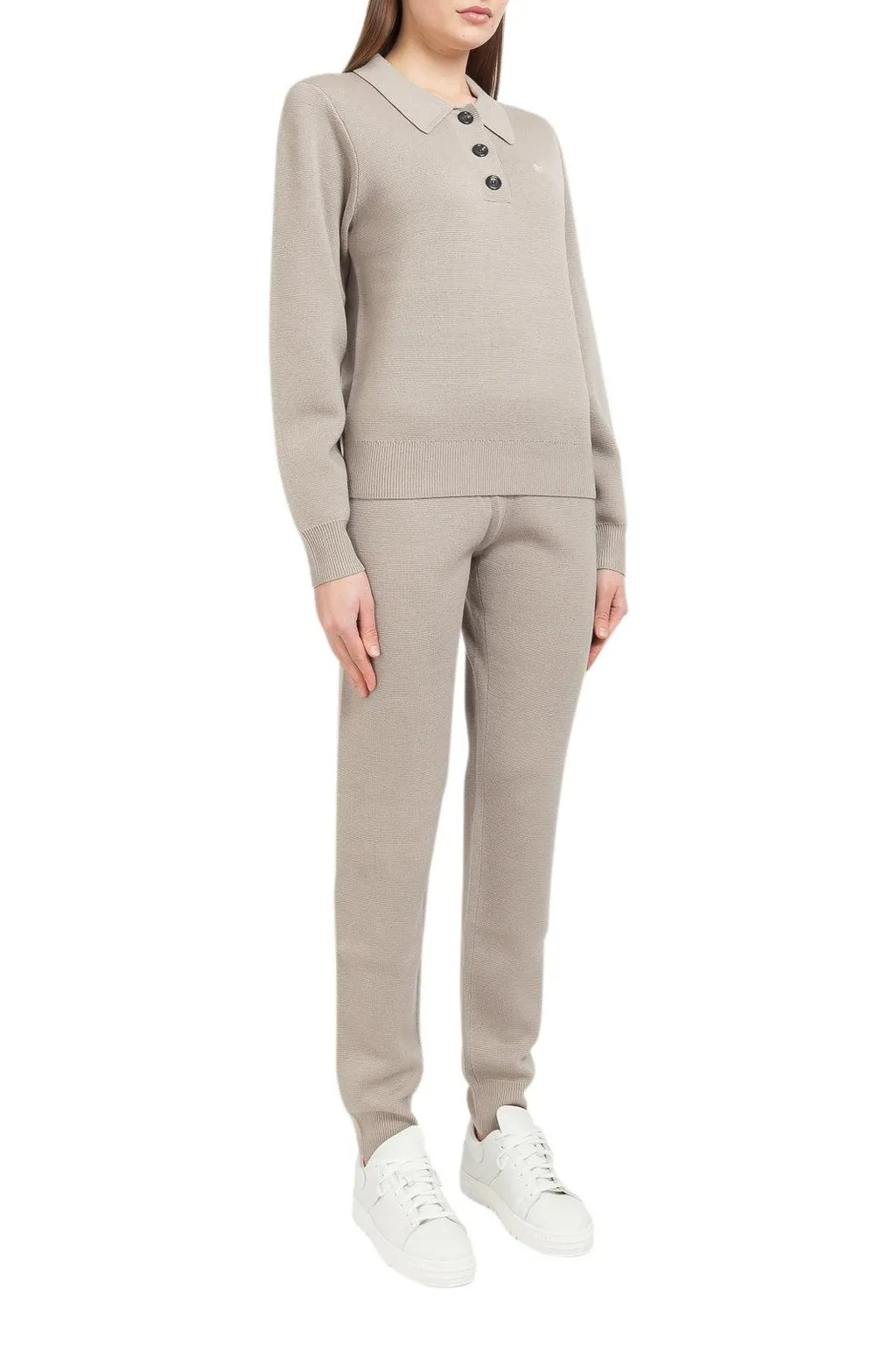 Ribbed Knit Polo Sweater