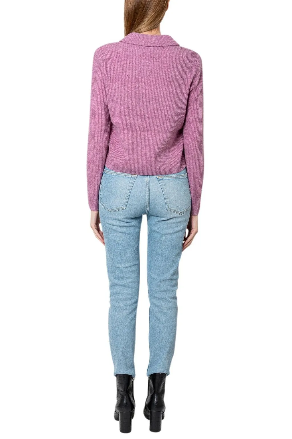 Ribbed Knit Polo Sweater