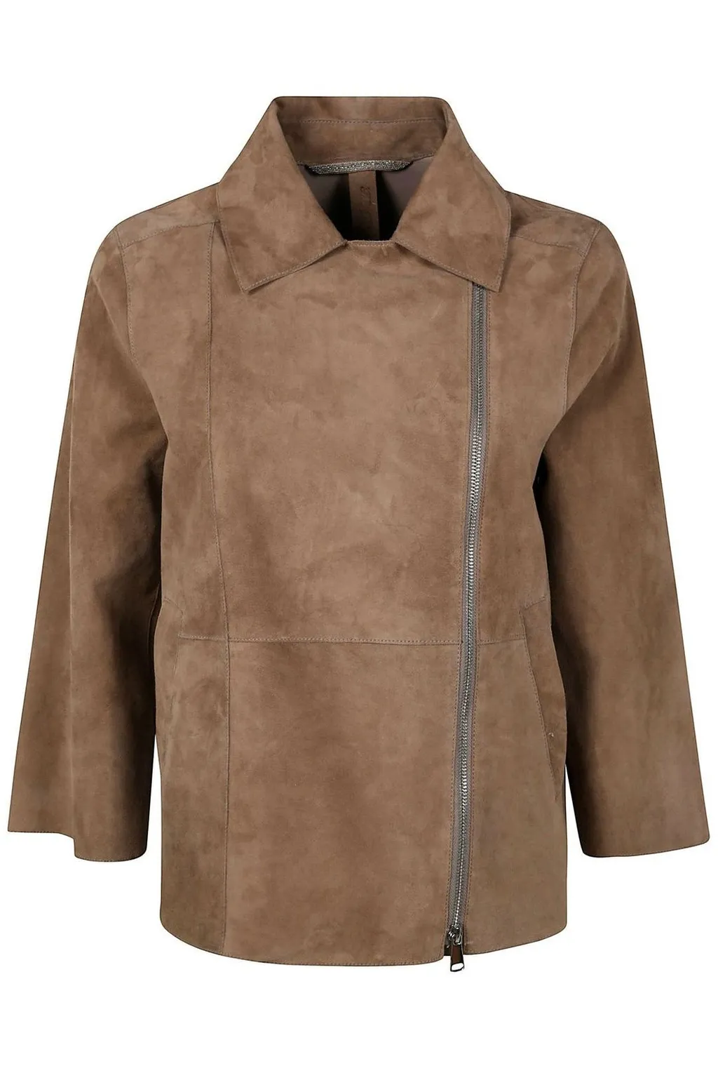 Asymmetric Zip Suede Jacket