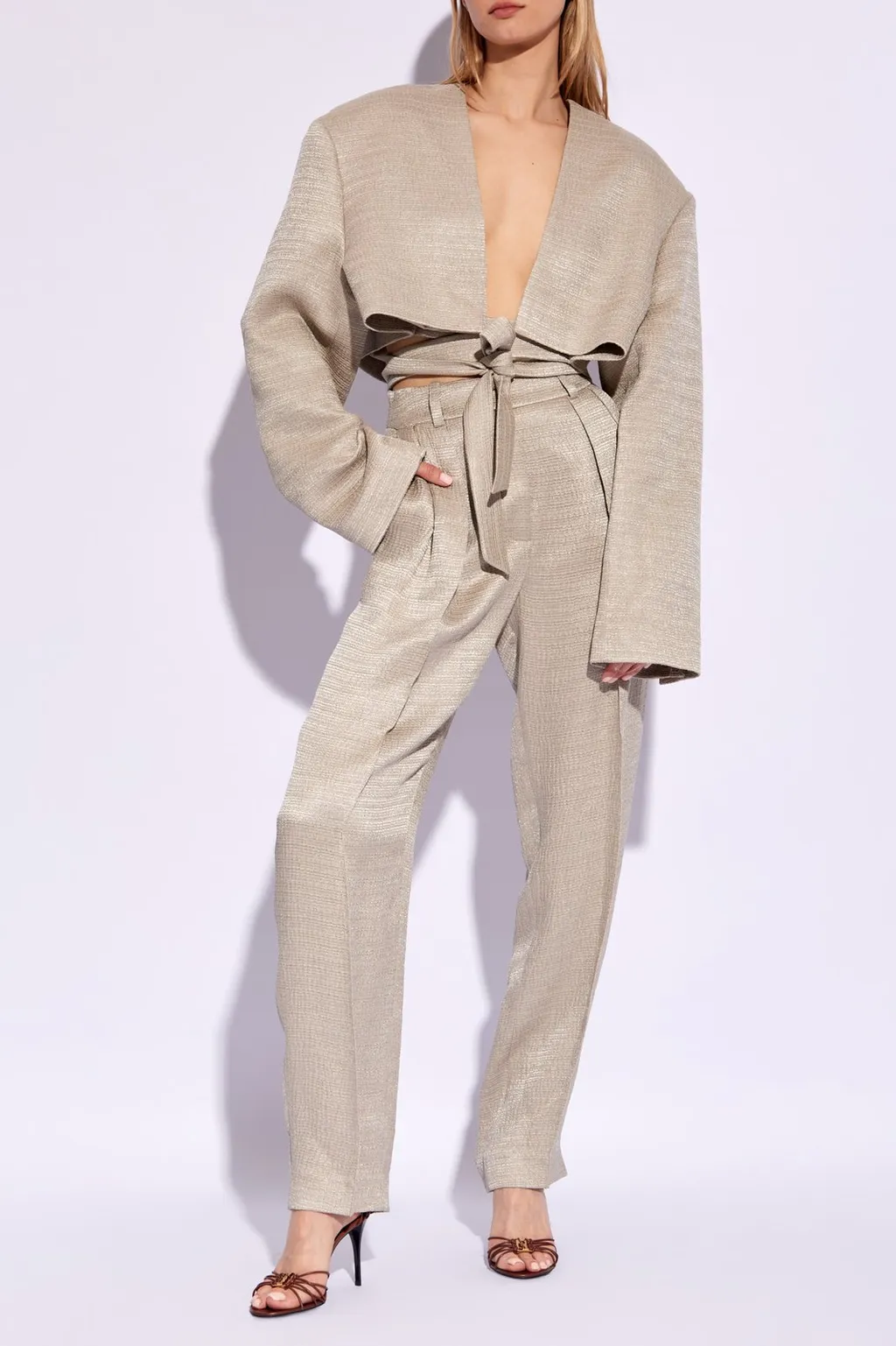 Cropped Tie-Front Jacket
