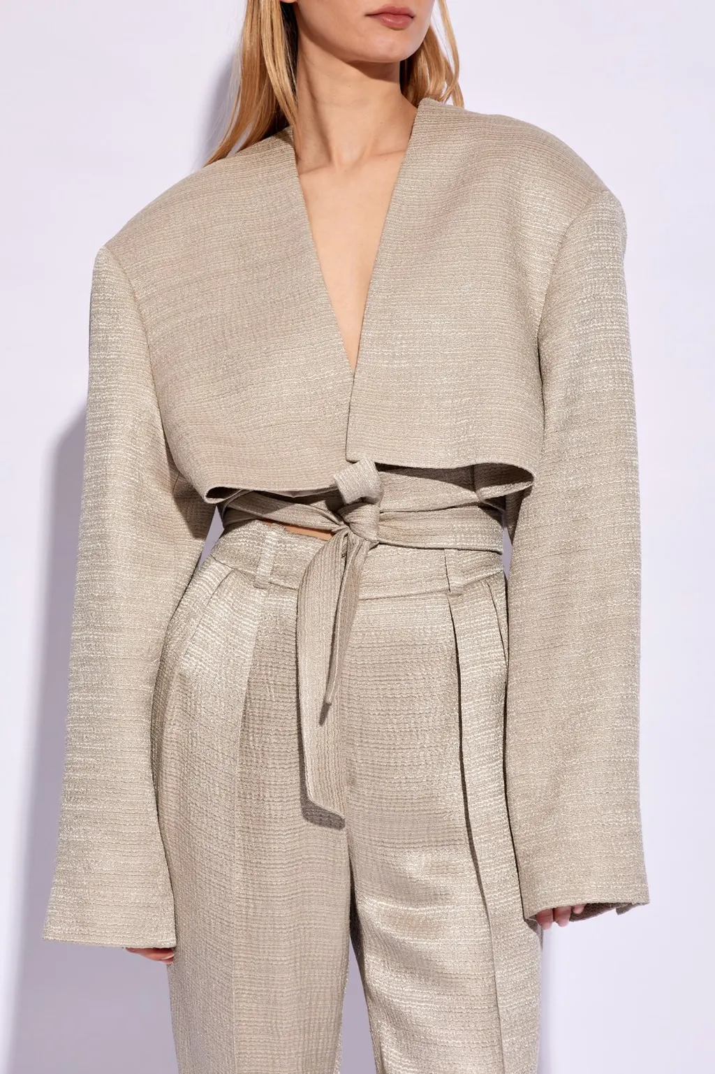 Cropped Tie-Front Jacket