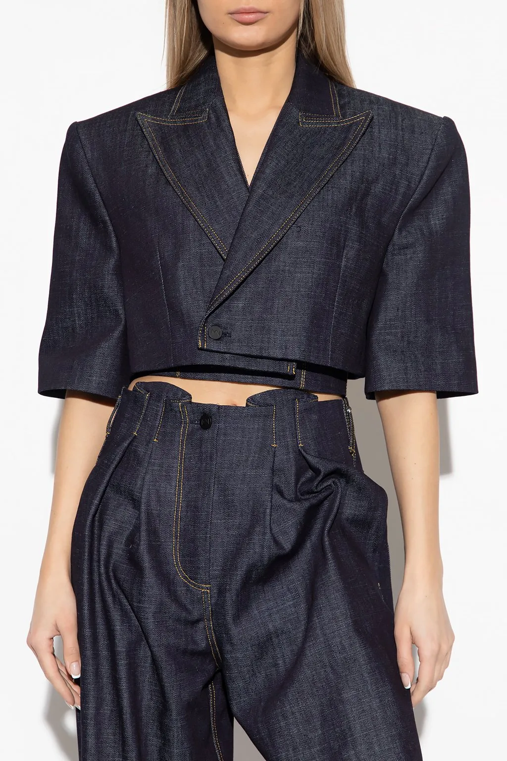 Cropped Denim Blazer