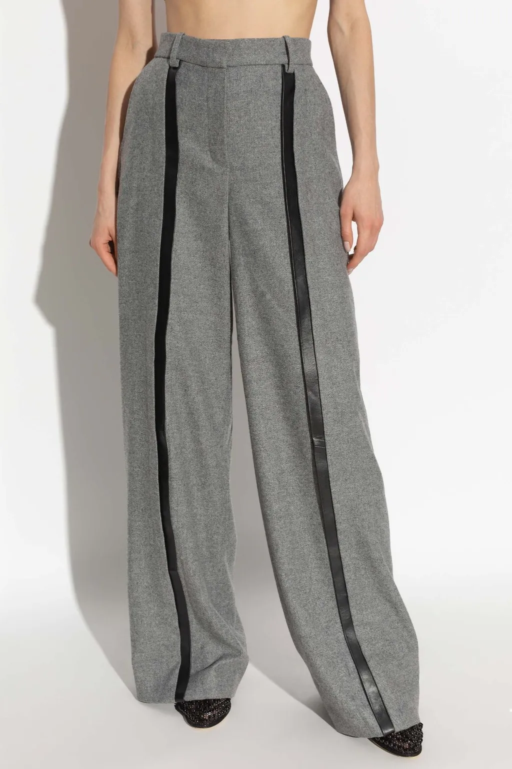 Wide-Leg Trousers With Contrast Trim