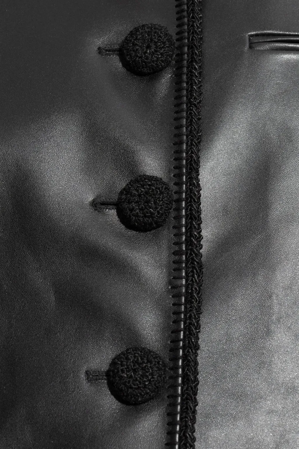 Collarless Leather Jacket
