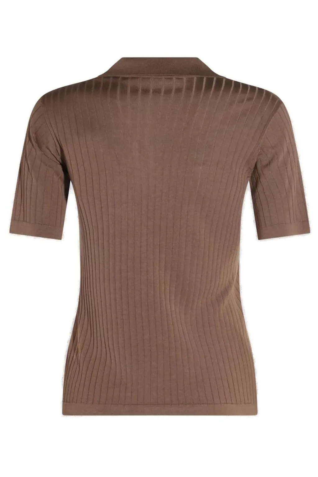 Ribbed Knit Polo Shirt