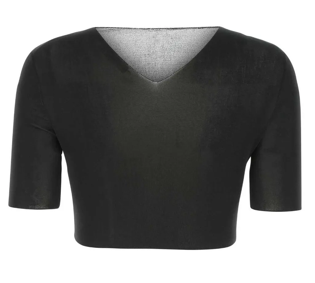 Sheer V-Neck Cropped Top