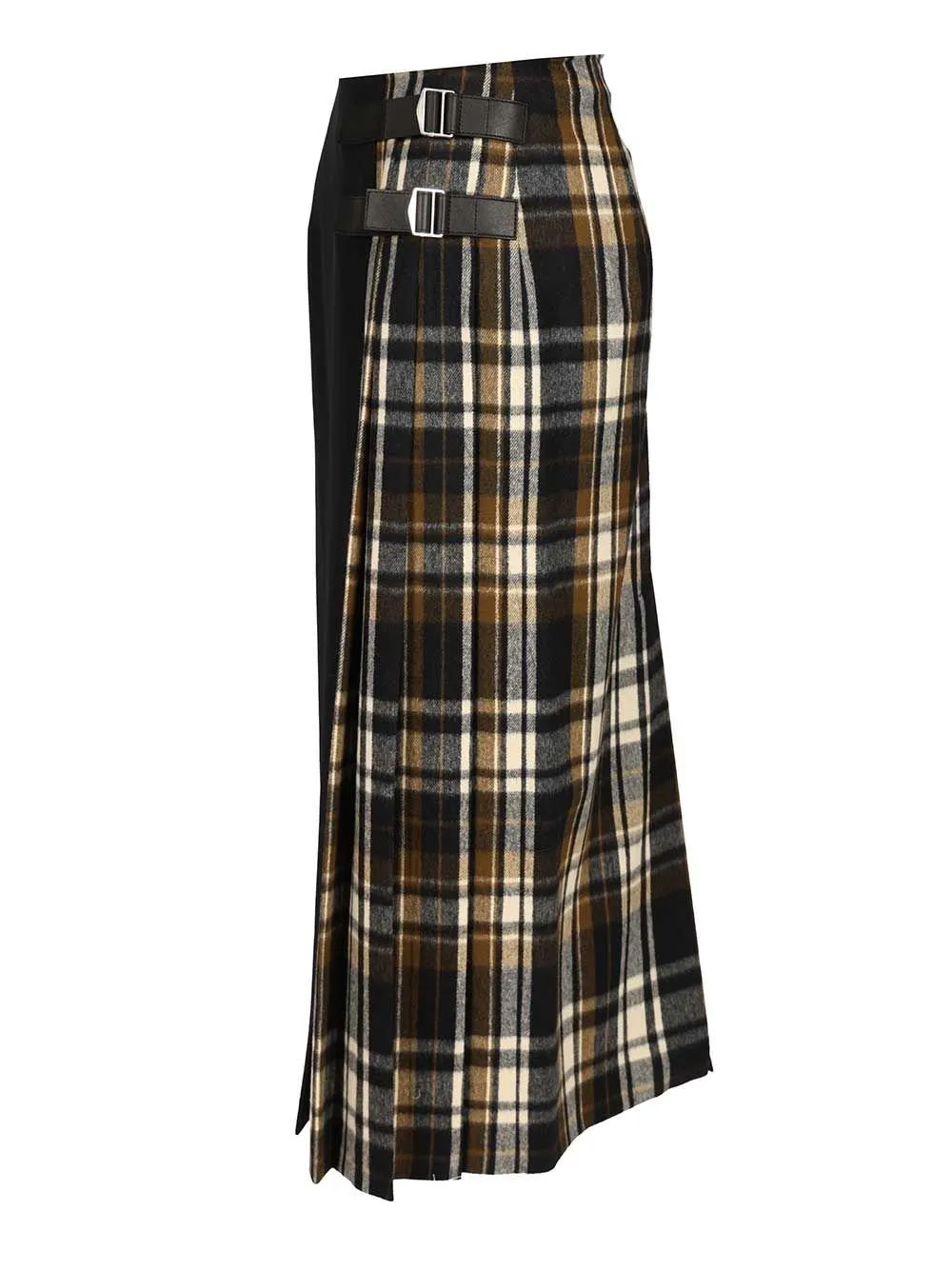 Plaid Panel Maxi Skirt