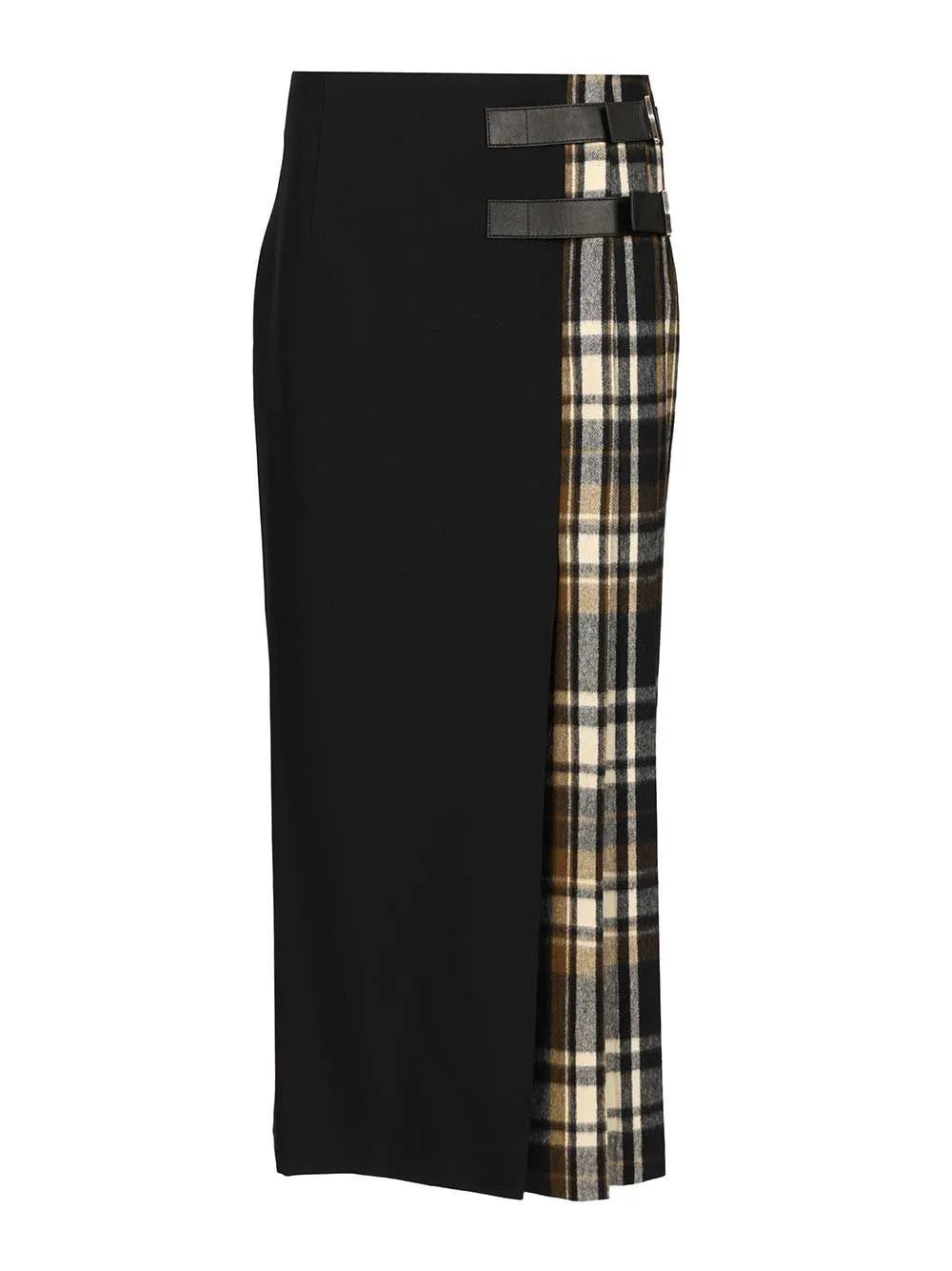 Plaid Panel Maxi Skirt