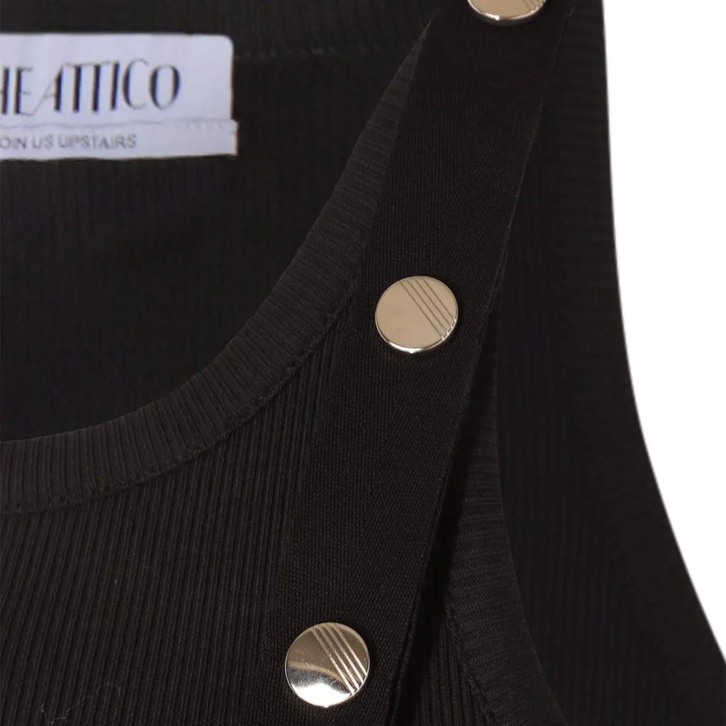 Ribbed Tank Top With Stud Detailing