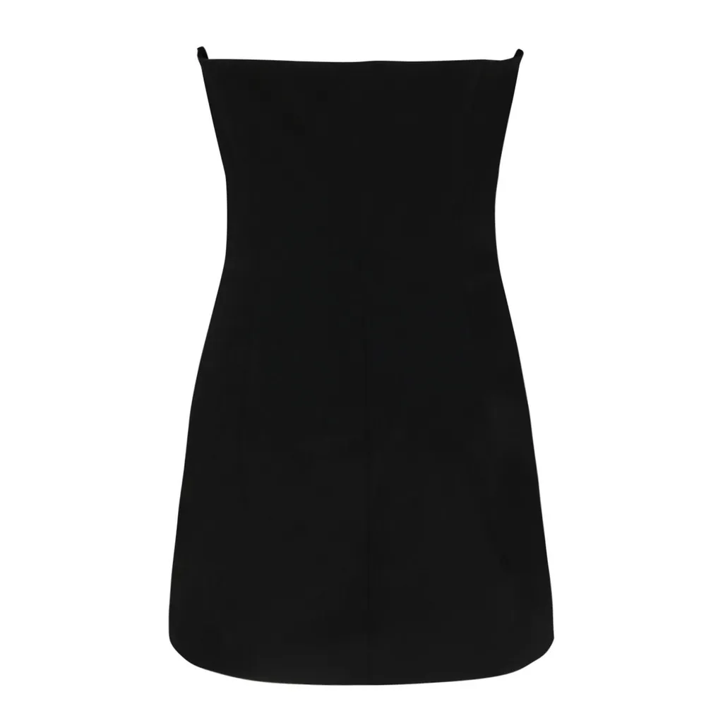 Strapless Button-Front Mini Dress