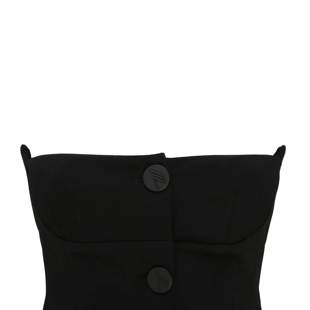 Strapless Button-Front Mini Dress