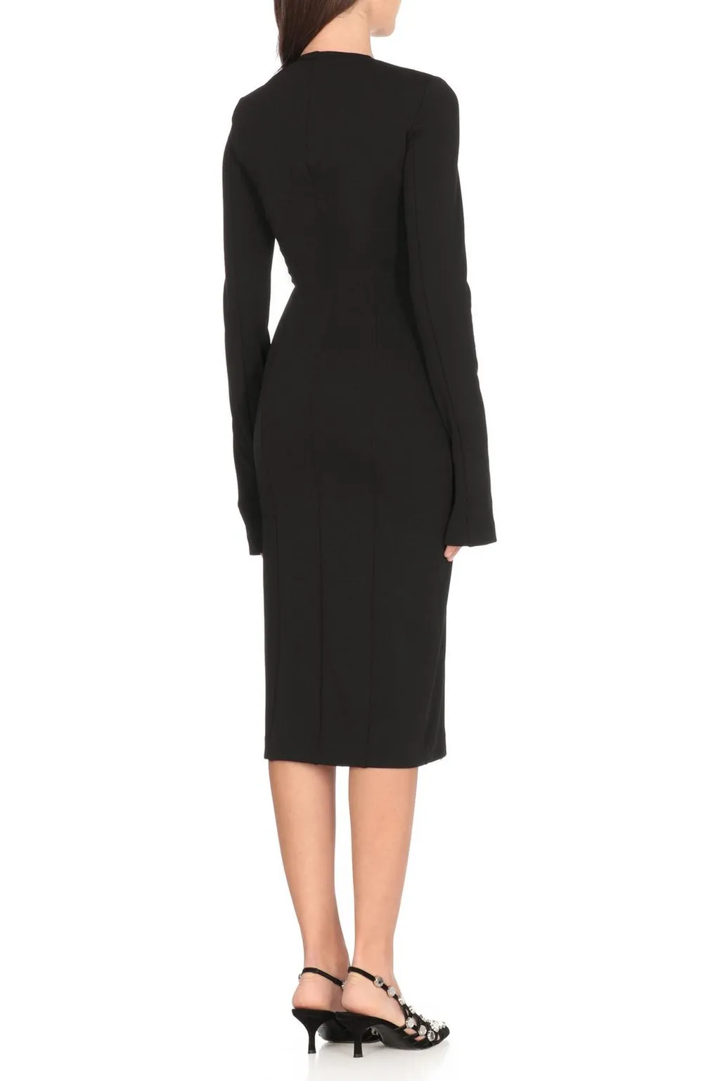 Zipper Detail Midi Dress
