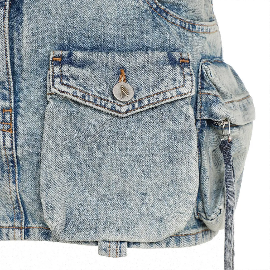 Denim Cargo Mini Skirt