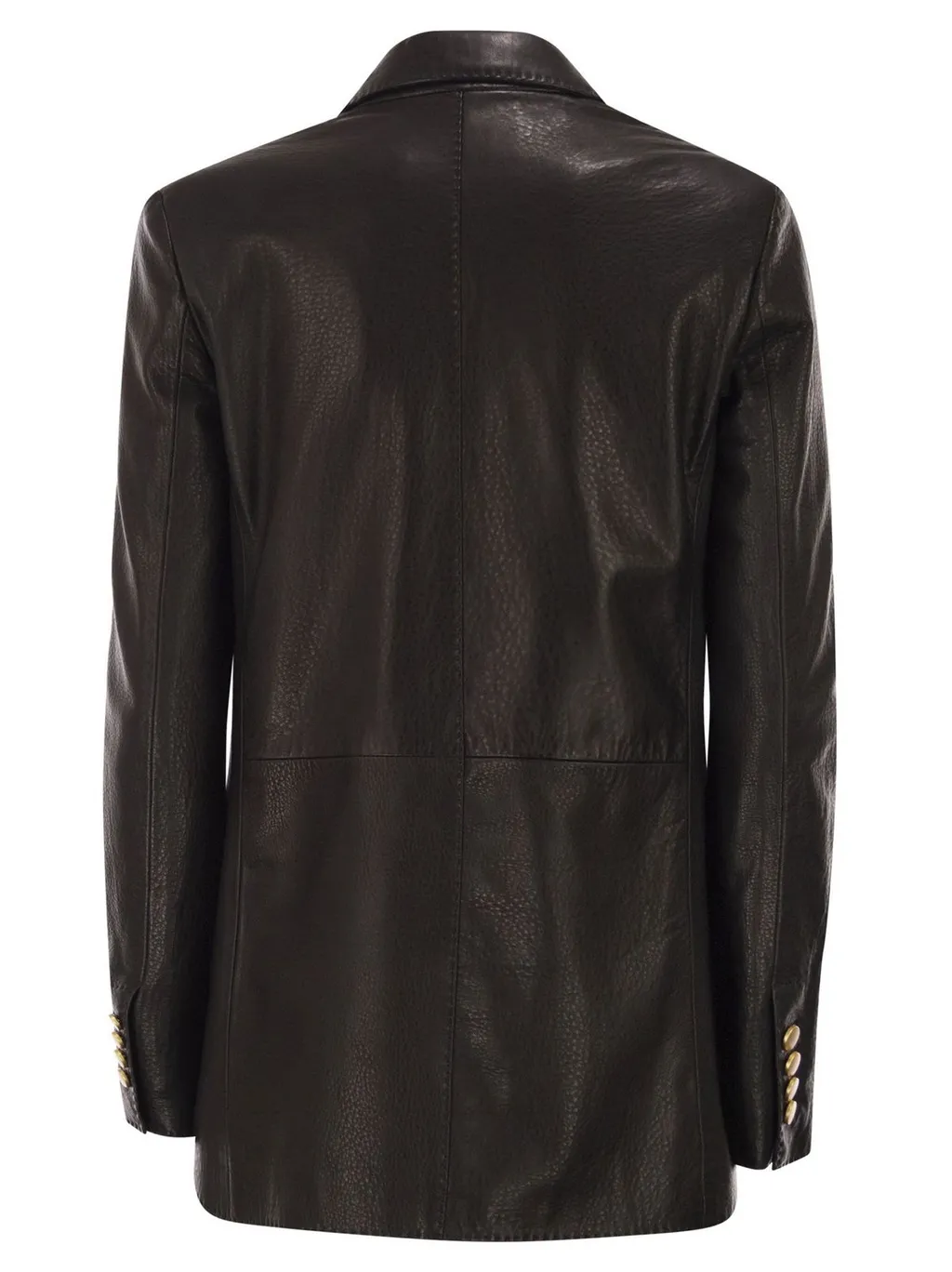 Double-Breasted Leather Blazer