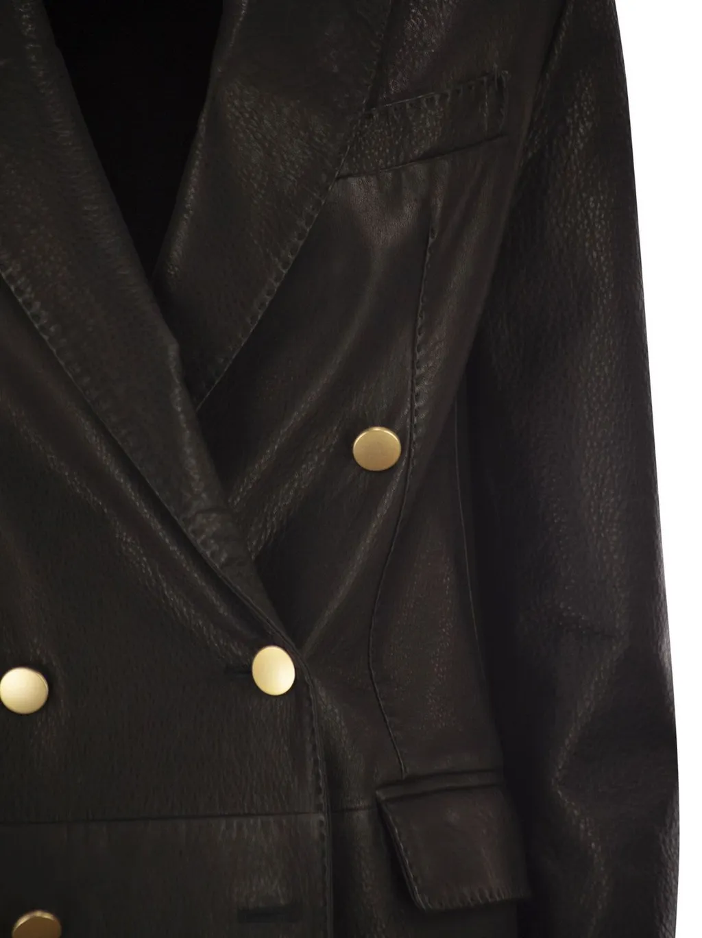 Double-Breasted Leather Blazer