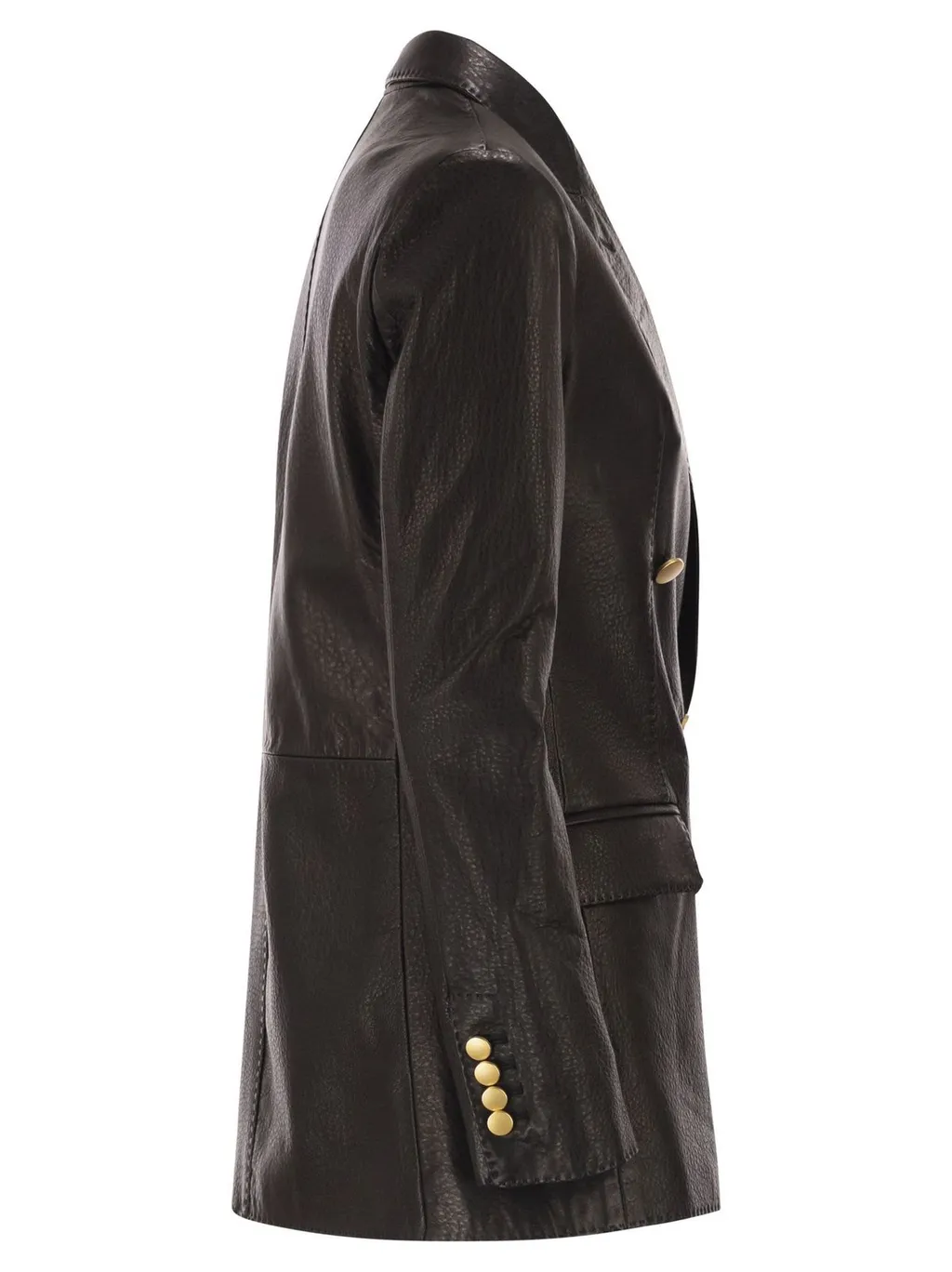 Double-Breasted Leather Blazer